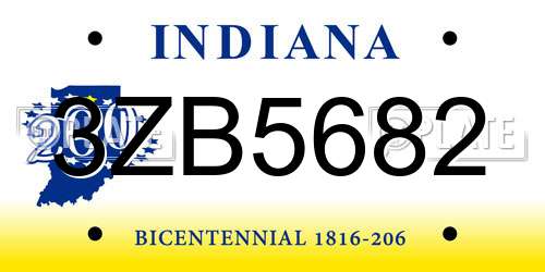 3ZB5682 Indiana License Plate