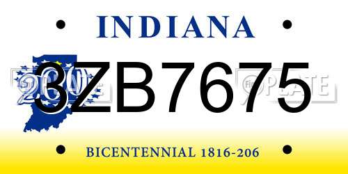 3ZB7675 Indiana License Plate
