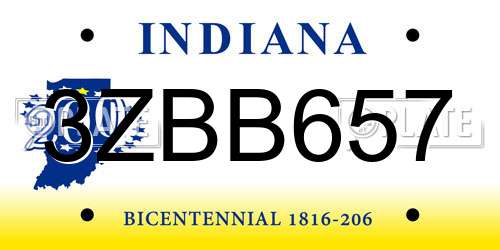 3ZBB657 Indiana License Plate