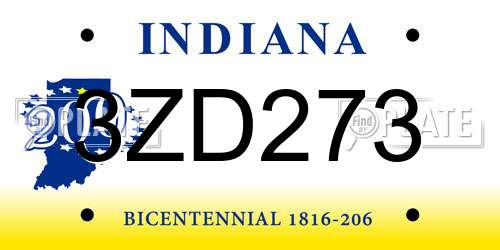 3ZD273 Indiana License Plate