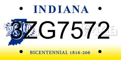 3ZG7572 Indiana License Plate