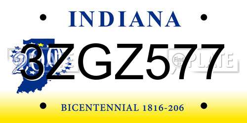 3ZGZ577 Indiana License Plate