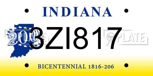 3ZI817 Indiana License Plate