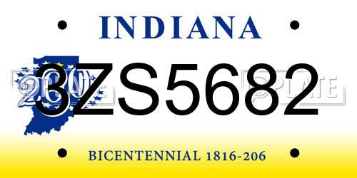 3ZS5682 Indiana License Plate