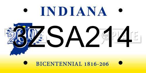 3ZSA214 Indiana License Plate