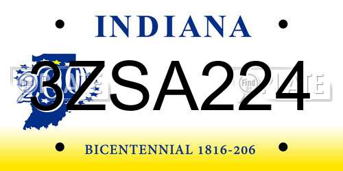 3ZSA224 Indiana License Plate