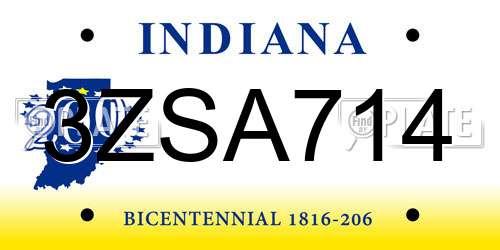 3ZSA714 Indiana License Plate