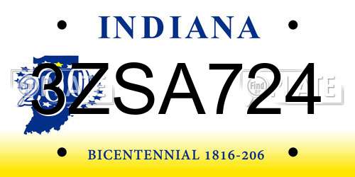 3ZSA724 Indiana License Plate