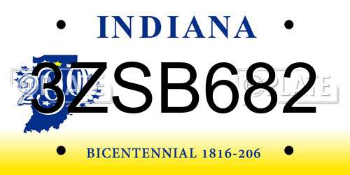 3ZSB682 Indiana License Plate