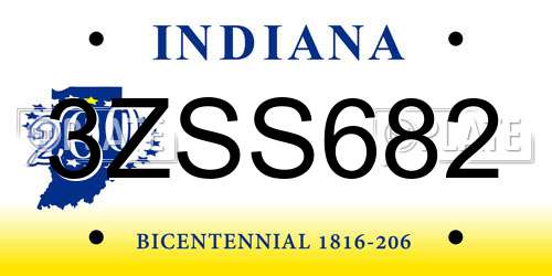 3ZSS682 Indiana License Plate