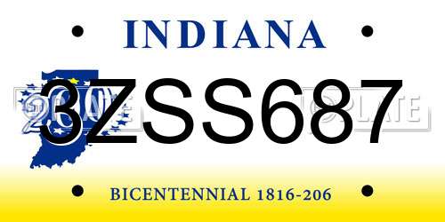 3ZSS687 Indiana License Plate