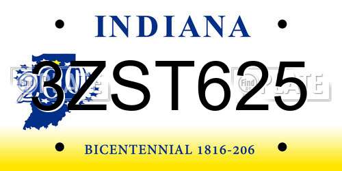 3ZST625 Indiana License Plate