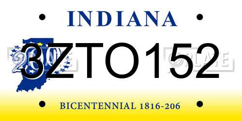 3ZTO152 Indiana License Plate
