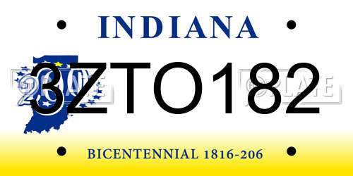 3ZTO182 Indiana License Plate