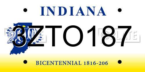 3ZTO187 Indiana License Plate