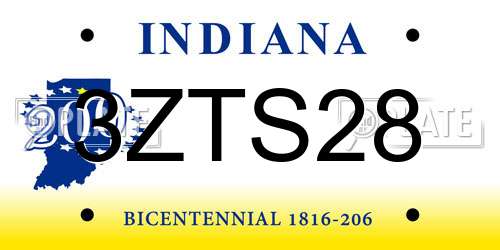 3ZTS28 Indiana License Plate