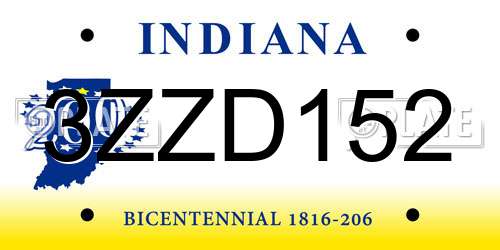 3ZZD152 Indiana License Plate