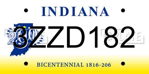 3ZZD182 Indiana License Plate