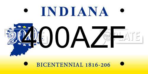 400AZF Indiana License Plate