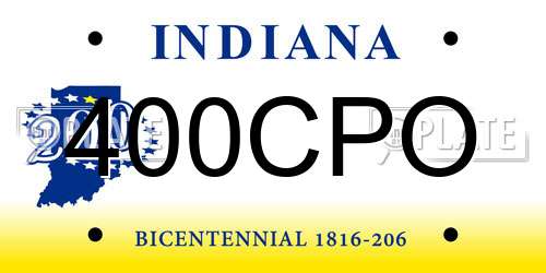 400CPO Indiana License Plate