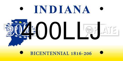 400LLJ Indiana License Plate