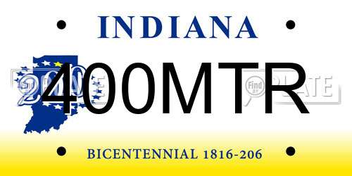 400MTR Indiana License Plate