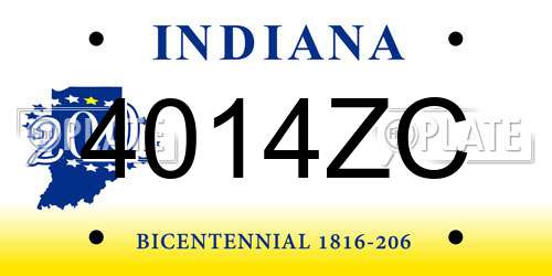 4014ZC Indiana License Plate