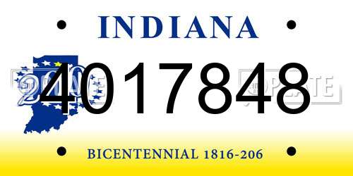 4017848 Indiana License Plate