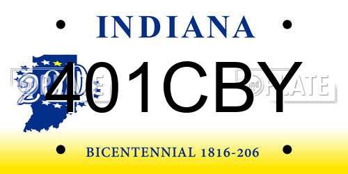 401CBY Indiana License Plate