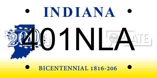 401NLA Indiana License Plate