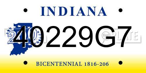 40229G7 Indiana License Plate