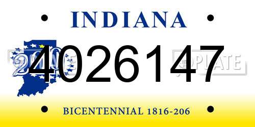 4026147 Indiana License Plate