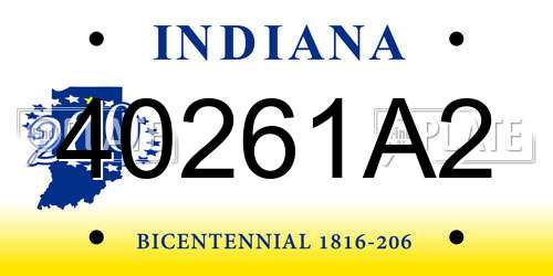 40261A2 Indiana License Plate