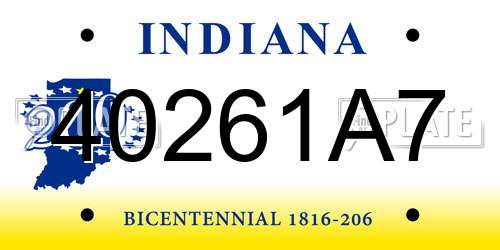 40261A7 Indiana License Plate