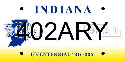 402ARY Indiana License Plate