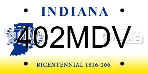 402MDV Indiana License Plate