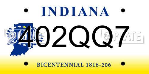 402QQ7 Indiana License Plate