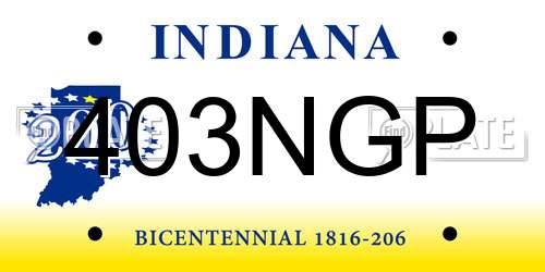 403NGP Indiana License Plate