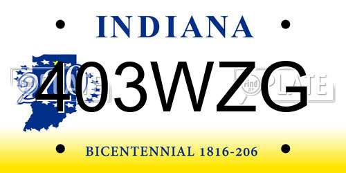 403WZG Indiana License Plate