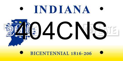 404CNS Indiana License Plate
