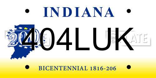 404LUK Indiana License Plate