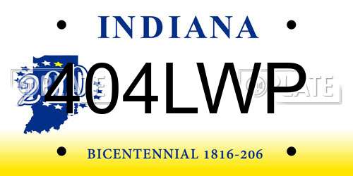 404LWP Indiana License Plate