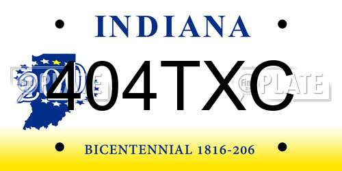404TXC Indiana License Plate