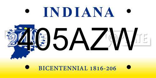 405AZW Indiana License Plate