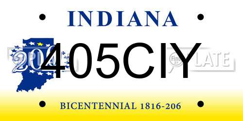 405CIY Indiana License Plate
