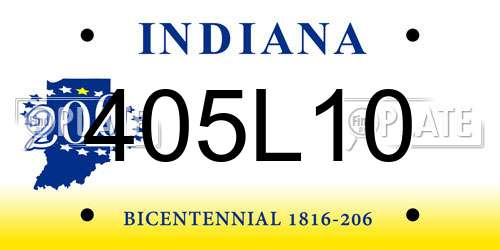 405L10 Indiana License Plate