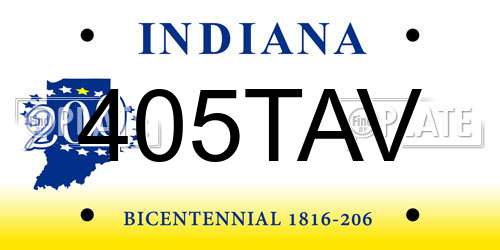 405TAV Indiana License Plate