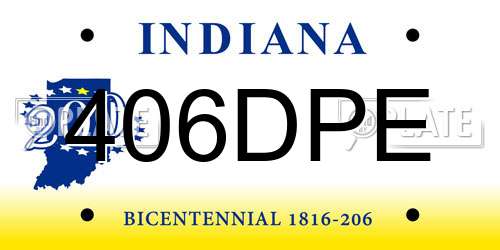 406DPE Indiana License Plate