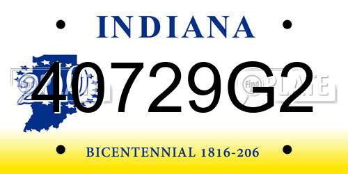 40729G2 Indiana License Plate