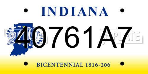 40761A7 Indiana License Plate